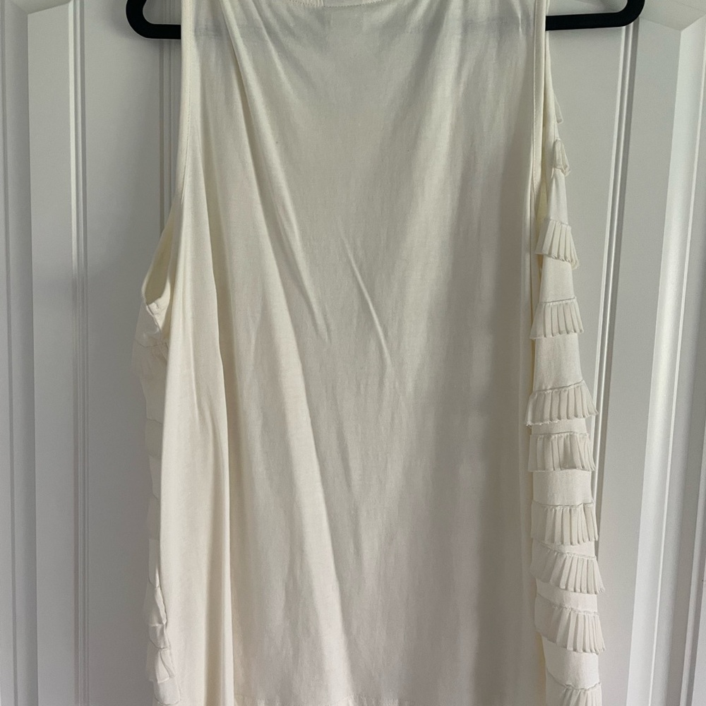Chico's Cream Fringe Detail Tank Top